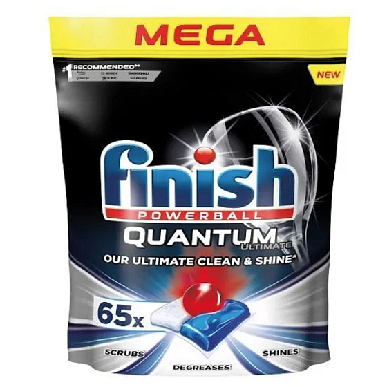 Finish Quantum Ultimate tablets for the dishwasher, protects dishes and glasses, brings dazzling purity, shine 65 pieces