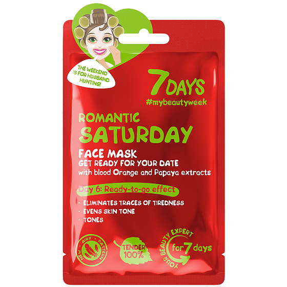 7Days Romantic Saturday textile face mask for all skin types 28 g