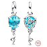 Charm Sterling silver 925 Blue Murano glass balloon, bracelet pendant symbol