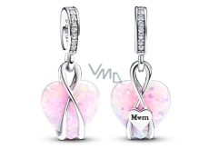 Charm Sterling silver 925 Opalising heart pendant for mom, love bracelet pendant