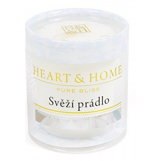 Heart & Home Fresh laundry Soy scented candle without packaging burns for up to 15 hours 53 g