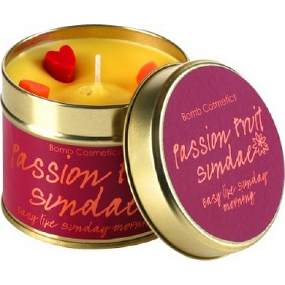 Bomb Cosmetics Passionate Fruit A fragrant natural, handmade candle in a tin can burns for up to 35 hours