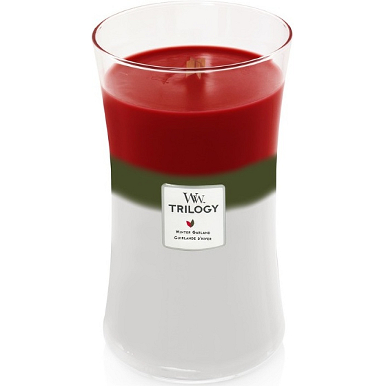 WoodWick Trilogy Winter Garland - Winter garland scented candle with wooden wick and lid glass large 609 g