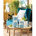 WoodWick Blue Java Banana - Hawaiian banana scented candle with wooden wick and lid glass small 85 g