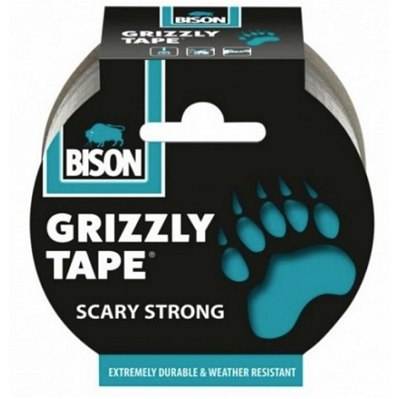 Bison Grizzly Tape adhesive repair tape silver, tape width: 50 mm with a 10 m long roll