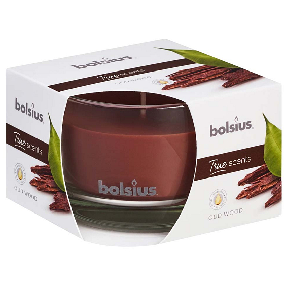 Bolsius True Scents Oud Wood - Agarwood scented candle in glass 90 x 63 mm