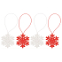 Wooden snowflake for hanging white and red 4.5 cm 4 pieces