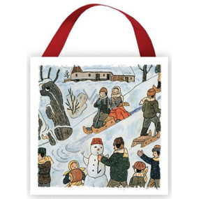 Nekupto Wooden sign Josef Lada Merry winter fun 7 x 7 x 0,5 cm