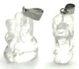 Crystal Dog pendant natural stone, hand cut figurine 1,8 x 2,5 x 8 mm, stone of stones