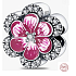 Charm Sterling silver 925 Pink flower, pansy, bead on bracelet nature