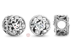 Sterling silver 925 Theatrical masks, tragedy and comedy, bead on bracelet symbol