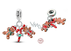 Charm Sterling Silver 925 Christmas Gingerbread 3-in-1, Bracelet Pendant Christmas