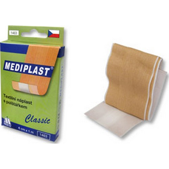 Mediplast Classic textile plaster with pad 6 cm x 1 m