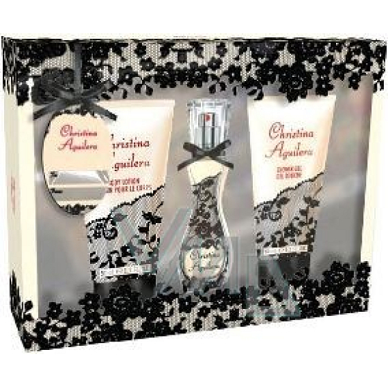Christina Aguilera Signature perfumed water for women 15 ml + shower gel 50 ml + body lotion 50 ml, gift set