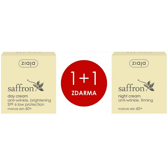 Ziaja Saffron 60+ Smoothing Day Cream for Mature Skin 50 ml + Saffron 60+ Nourishing and Firming Night Cream for Mature Skin 50 ml, duopack