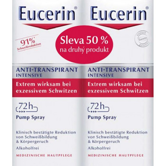 Eucerin 72h intensive antiperspirant long-term protection against excessive sweating for sensitive skin 2 x 30 ml, duopack spray