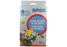 Bros Sticky Traps for Pots, Attracts and Catches Pests on Plants 10 Pieces + 5 Holders