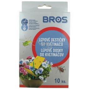 Bros Sticky Traps for Pots, Attracts and Catches Pests on Plants 10 Pieces + 5 Holders