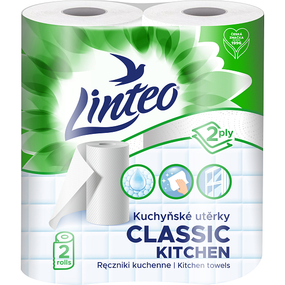 Linteo Classic 2-ply kitchen paper towels, 2× 9.3 m, 2 rolls