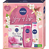 Nivea Joy of Life Rose Touch textile face mask 1 piece + Joy of Life shower gel 250 ml + Joy of Life body lotion 250 ml, cosmetic set for women