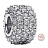 Charm Sterling silver 925 Sparkle charm with clear cubic zirconia, peacock bead on bracelet symbol
