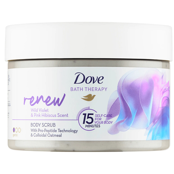 Dove Renew body scrub with violet and pink hibiscus scent 295 ml
