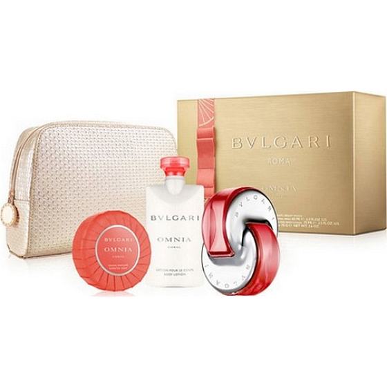 Bvlgari Omnia Coral eau de toilette for women 65 ml + body lotion 75 ml + scented toilet soap 75 g + case, gift set