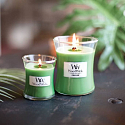 WoodWick Palm leaf - Palm leaf scented candle with wooden wick and glass lid small 85 g