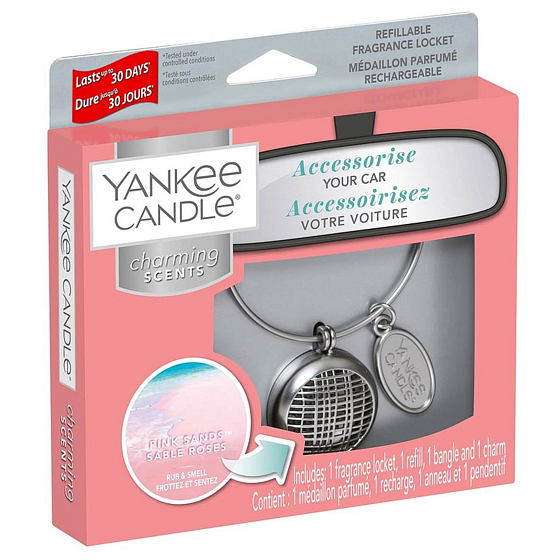 Yankee Candle Pink Sands - Pink Sands Car Scent metal silver tag Charming Scents set Linear 13 x 15 cm, 90 g