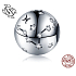 Pisces zodiac sign, pendant for bracelet silver + cubic zirconia, ball 9 mm 1 piece