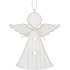 Wooden angel with golden wings for hanging 15 cm
