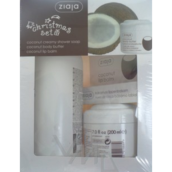 Ziaja Coconut Lip Balm + Shower Cream + Body Butter, Cosmetic Set