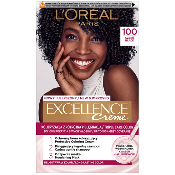 Loreal Paris Excellence Creme hair color 100 Black