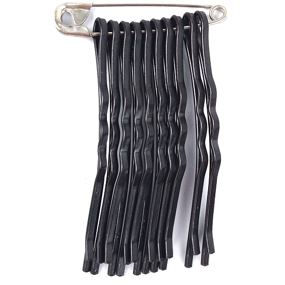 Plastic Nova Hair clip black lacquered 5 cm 10 pieces on pin