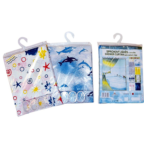 Clanax Shower curtain with rings 180 x 180 cm various motifs 1 piece