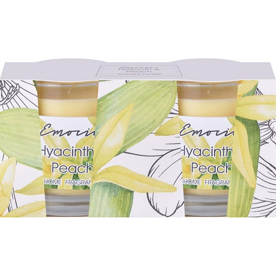Emocio Hyacinth & Peach - Hyacinth and peach scented candle glass 50 x 63 mm 2 pieces in box