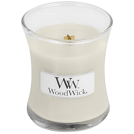 WoodWick Solar Ylang - Sun Ylang scented candle with wooden wick and glass lid small 85 g