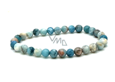Larimar bracelet elastic natural stone, ball 6 mm / 16 - 17 cm, stone of mythical Atlantis