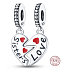 Charm Sterling silver 925 Sisters divisible charm heart 2in1, pendant on bracelet family
