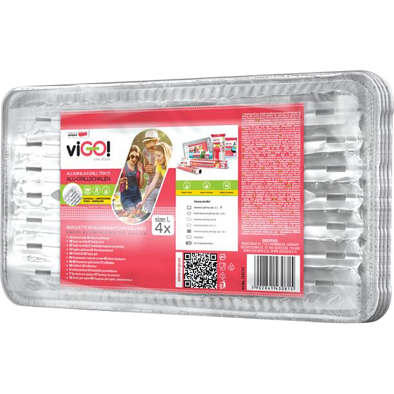 Quickpack viGO grilling trays, dimensions 23 × 34 cm, packaging 4 pieces