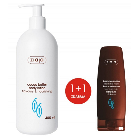 Ziaja Cocoa butter body lotion with pump 400 ml + Cocoa butter hand cream 80 ml, duopack
