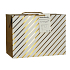 Gift paper bag box 23 x 16 x 11 cm lockable, with gold stripes