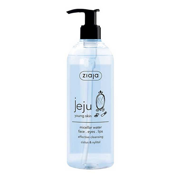 Ziaja Jeju Fragrance-Free Micellar Water for Face, Eyes, and Lips with Anti-Inflammatory and Antibacterial Effects 390 ml