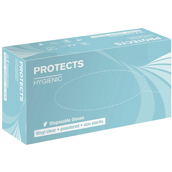 Sempermed Protects Hygienic Vinyl clear Disposable gloves, powder-free, clear, vinyl, size L, box of 100 pieces