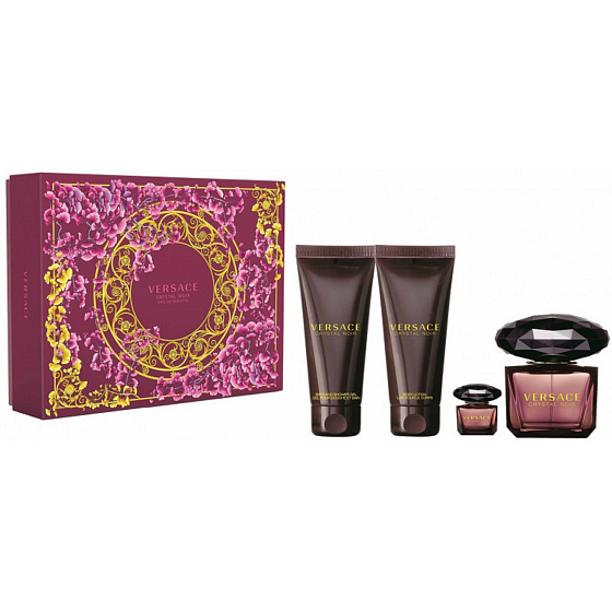 Versace Crystal Noir eau de toilette 90 ml + body lotion 100 ml + shower gel 100 ml + eau de toilette 5 ml miniature, gift set for women
