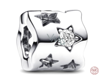 Charm Sterling silver 925 Glittering star with cutouts, clip bead for bracelet