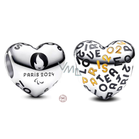 Charm Sterling silver 925 Paris 2024 Olympics heart bead on bracelet sport