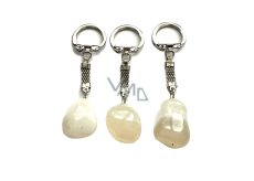 White Agate Tumbled Pendant Keychain Natural Stone, approx. 10 cm,