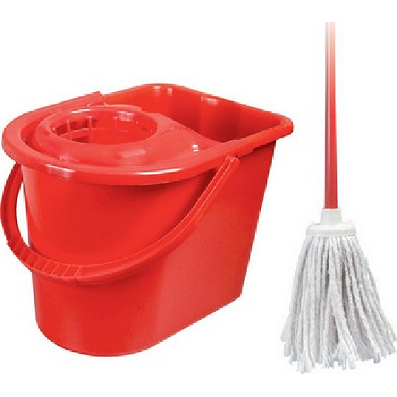 Spokar Cleaning set Cotton oval, bucket 14 l, wringer, stick, cotton mop 100 g