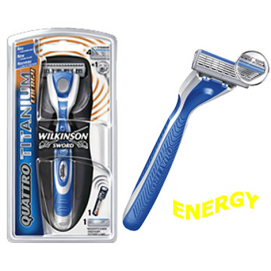 Wilkinson Quattro Titanium Energy razor + 1 blade + bat